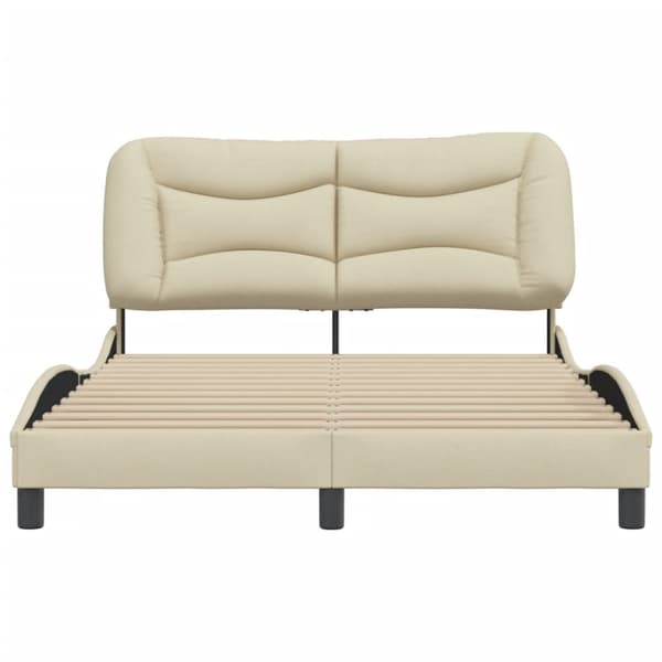 Bed Frame without Mattress "Hvar" Cream 140x190 cm Fabric