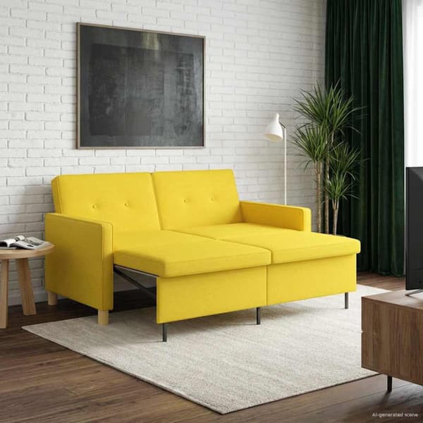 Pull Out Sofa Bed Ljusgul Tyg