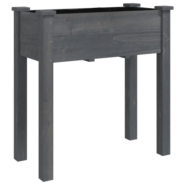 Odlingslåda på hjul med foder grå 71x37x80 cm massivt granträ
