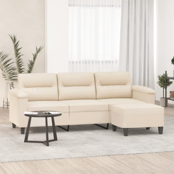 3-sitssoffa beige 180 cm mikrofibertyg