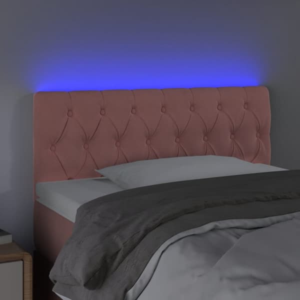 Sänggavel LED rosa 90x7x78/88 cm sammet
