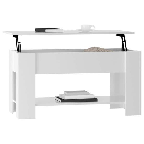 Soffbord vit högglans 101x49x52 cm konstruerat trä
