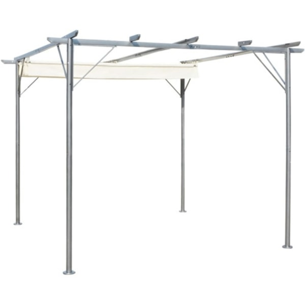 Pergola med indragbart tak gräddvit 3x3 m stål