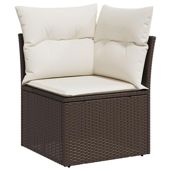 Trädgårdsoffset med lagring 9 pcs Brun Poly rattan