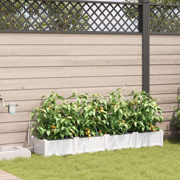Trädgårdsplanterare 4 pcs Vit Plast