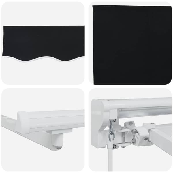 Manuell markisram med LED-lampor Svart 3 x 2,5 m
