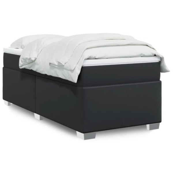 Ramsäng med madrass svart 90x190 cm konstläder