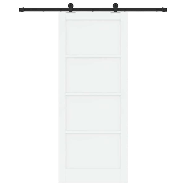 Skjutdörr 86 x 211 cm Konstruerat trä Vit och svart