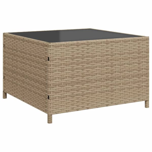 Trädgårdssoffa med bord och dynor L-formad beige konstrotting