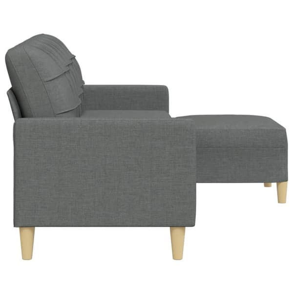 3-sitssoffa med fotpall mörkgrå 210 cm tyg