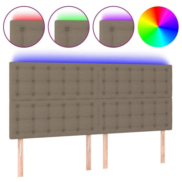 Sänggavel LED taupe 200x5x118/128 cm tyg