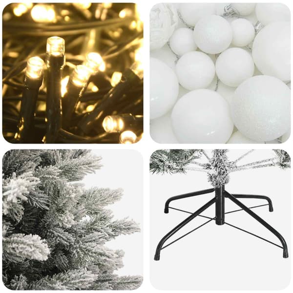 Konstgjord julgran med julkulor 150 cm 150 LED-lampor Varmvit