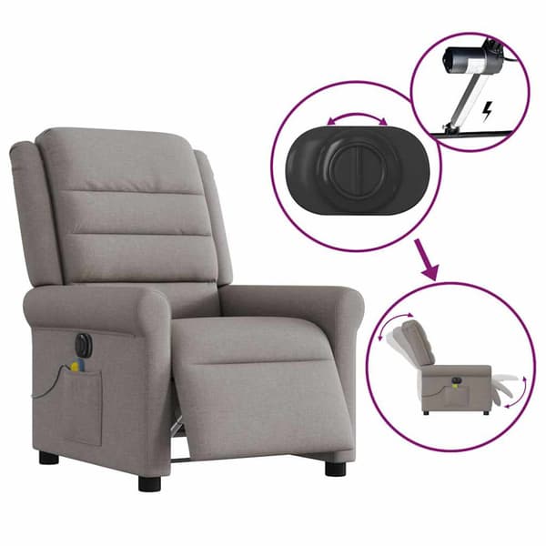 Elektrisk massagefåtölj taupe tyg