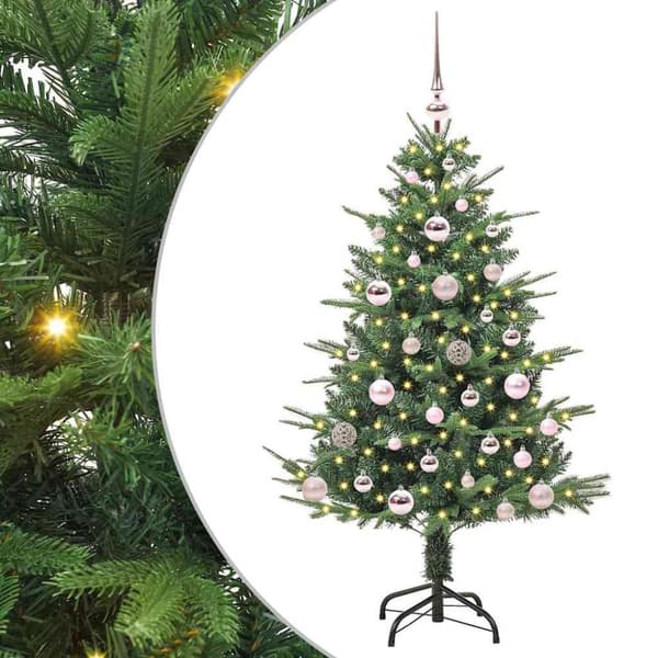 Konstgjord Förbelyst Julgran med Bollsats Grön 120 cm