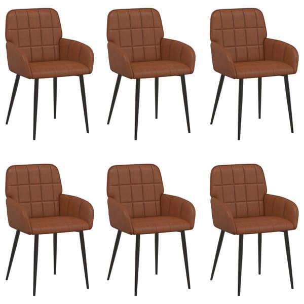 Matstolar 6 pcs Konstläder Brun 57 x 50 x 85 cm