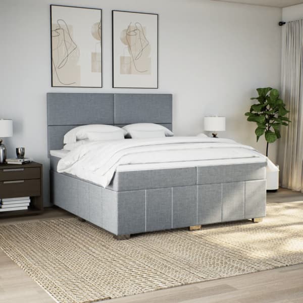 Ramsäng med madrass ljusgrå 200x200 cm tyg