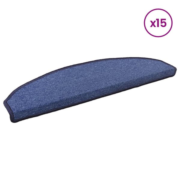 Självhäftande trappmattor 15 pcs Blå 80 x 24,5 x 3,5 cm