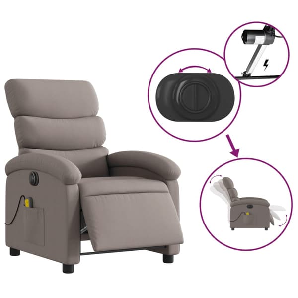 Elektrisk massagefåtölj taupe tyg