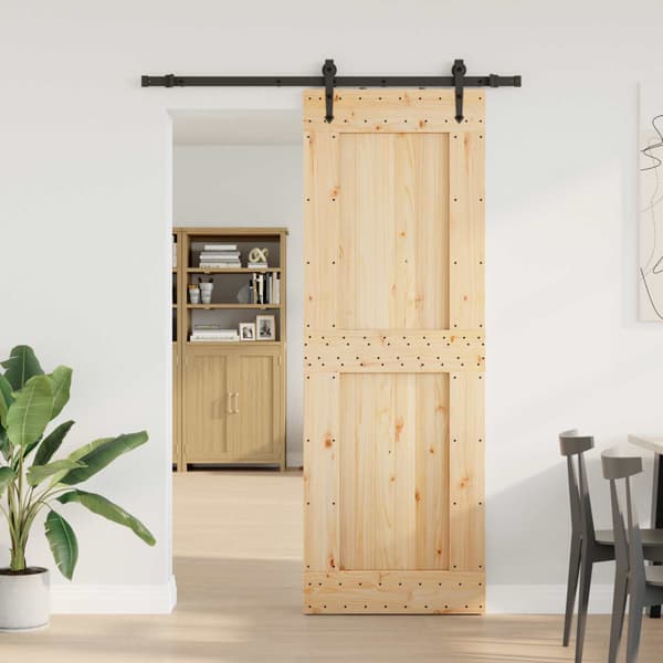 Skjutdörr NARVIK Naturlig och svart 80 x 210 cm (152,5 cm)