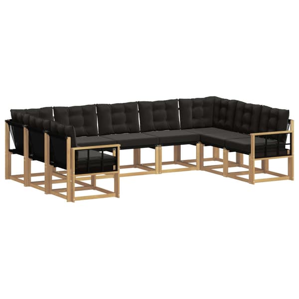 Utomhussoffset med kudde 9 pcs Vit och svart