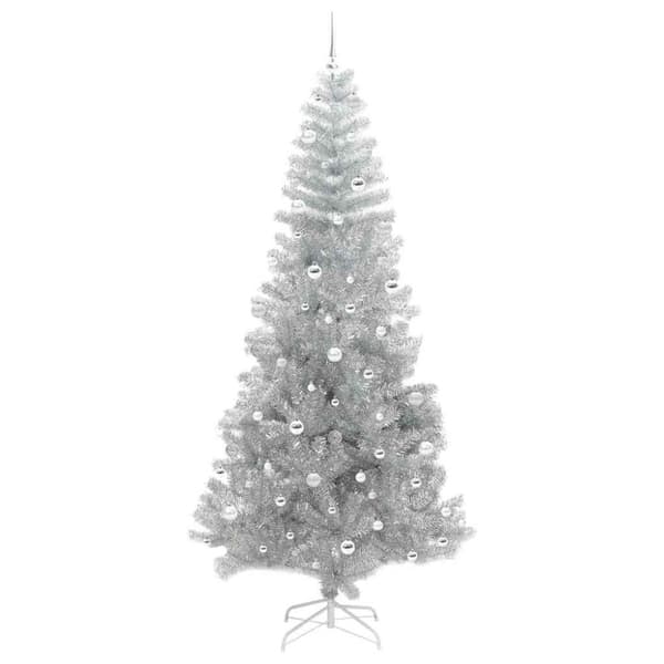 Julgran med LED-belysning Silver 240 cm PET och stål