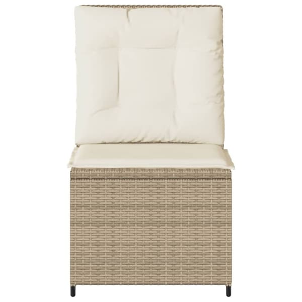 Ställbar fåtölj med dynor beige konstrotting
