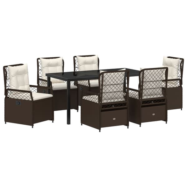 Trädgårdsmöbelset 7 pcs Brun konstrotting