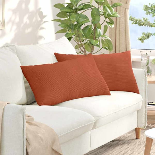 Sofakuddar 2 pcs Röd orange 80 x 40 cm Kordread tyg