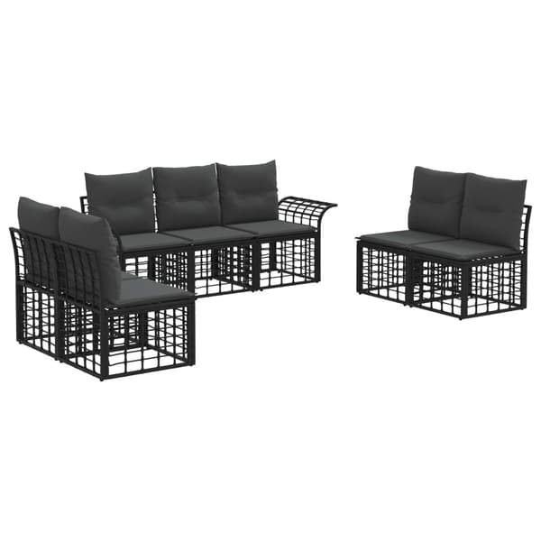 Utomhussoffset 7 pcs Svart och Mörkgrå Polyester