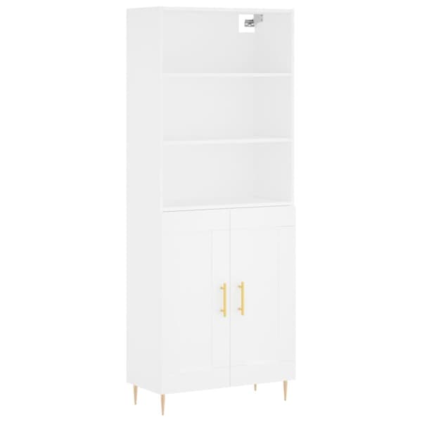 Högskåp vit 69,5x34x180 cm konstruerat trä