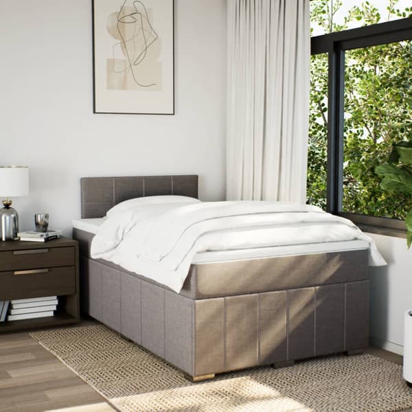Ramsäng med madrass taupe 120x190 cm tyg