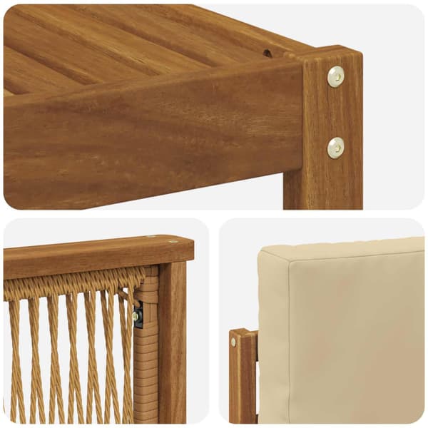 Utomhussoffset med kudde 9 pcs Naturlig och Beige Polyester