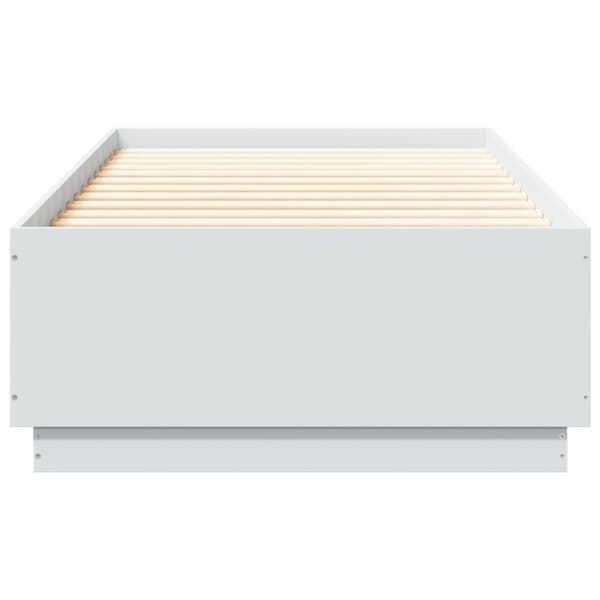 Sängram med LEDs vit 90x200 cm konstruerat trä