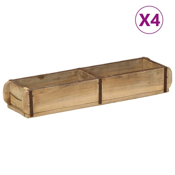 Bricka 4 pcs Brun 57 x 15 x 9 cm Solid återvunnen trä