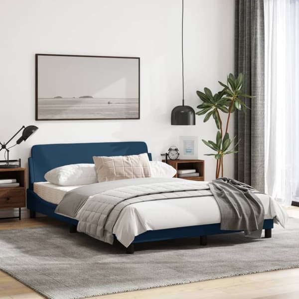 Bed Frame with Headboard "Dover" Blue 120x200 cm Fabric