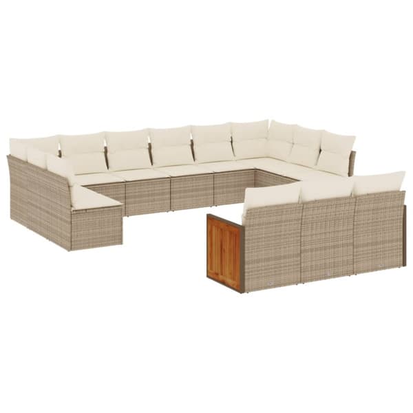 Soffgrupp för trädgården med dynor 13 delar beige konstrotting
