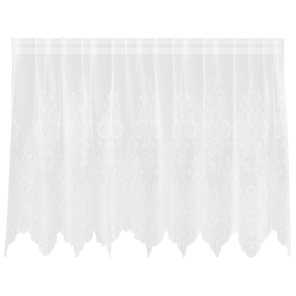 Spetsgardin med gardiner Blommor Vit 80 x 200 cm Polyester