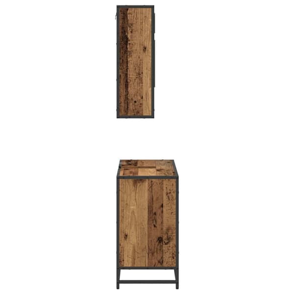 Badrumsmöbelset med låda 2 pcs Gammalt trä Konstruerat trä