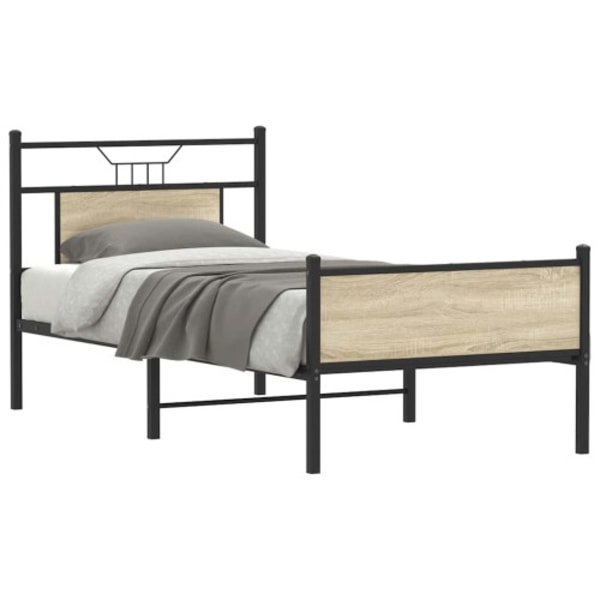 Sängram utan madrass sonoma-ek 75x190 cm konstruerad trä