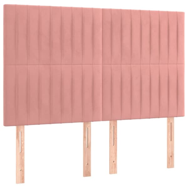 Sänggavel rosa 144x5x118/128 cm sammet