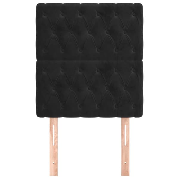 Sänggavel svart 80x7x118/128 cm sammet