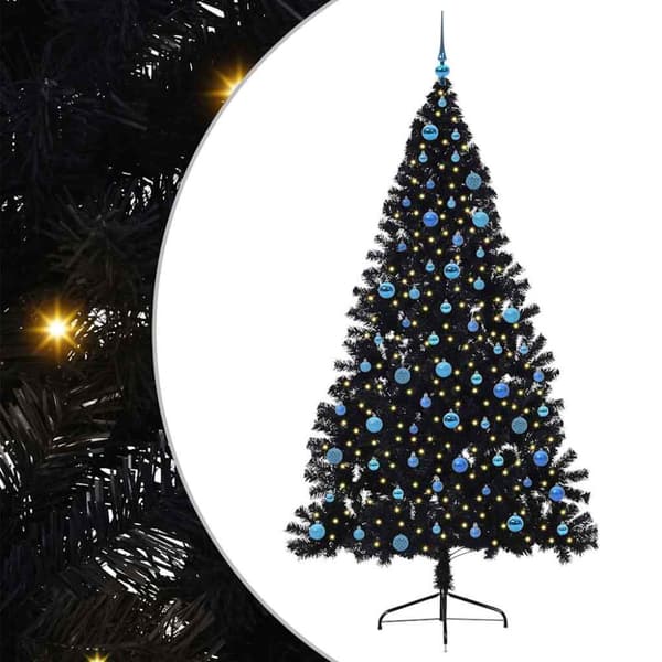 Konstgjord Förbelyst Julgran Svart 240 cm PVC
