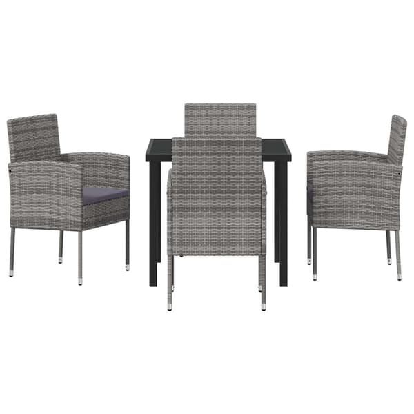 Trädgårdsmöbelset med kudde 5 pcs Grå konstrotting