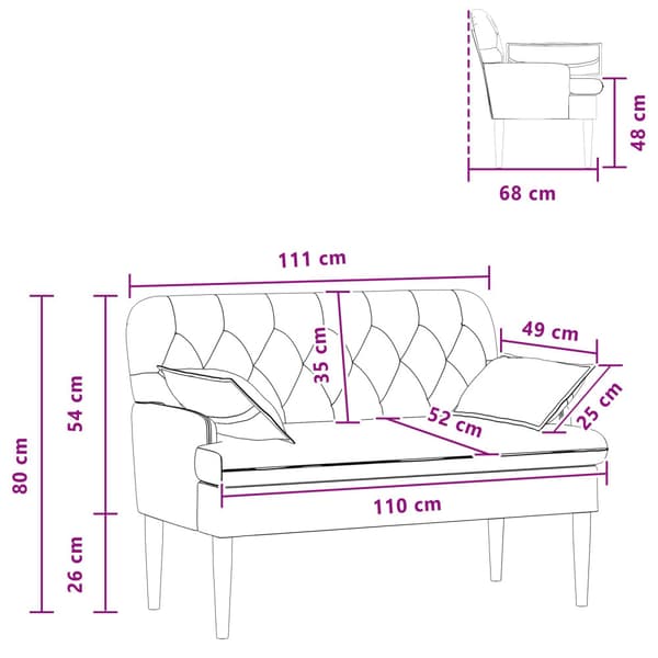 Loveseat med knapprapport Rosa 111 x 68 x 80 cm Tyg