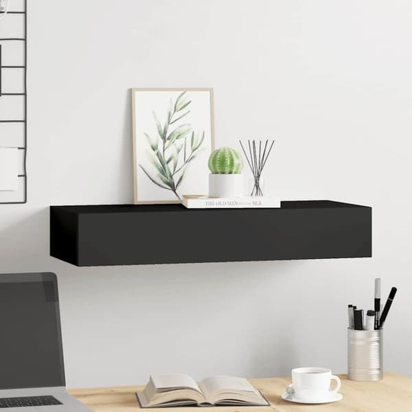 Väggmonterad låda svart 60x23,5x10 cm MDF