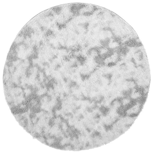 Ryamatta med lång lugg NAVARRA ljusgrå 100x100 cm polyester
