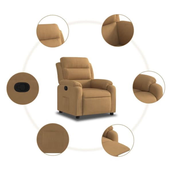 Reclinerfåtölj brun sammet