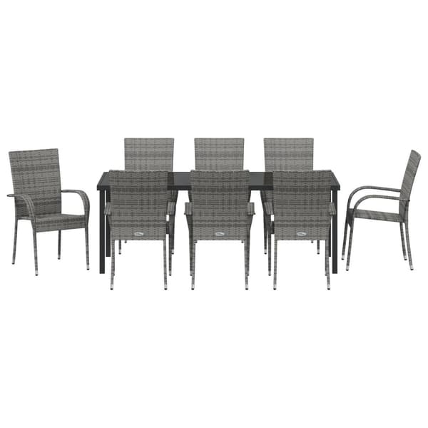 Trädgårdsmöbelset 5 pcs Grå Pulverlackerat stål