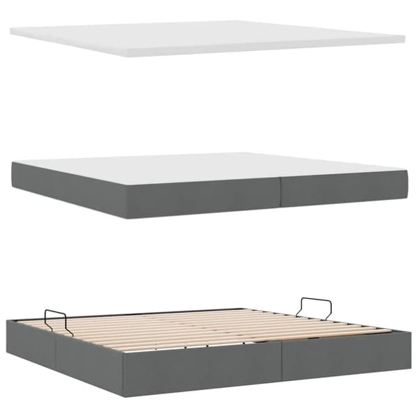 Förvaringssäng med madrass Mörkgrå 200 x 200 cm Polyester