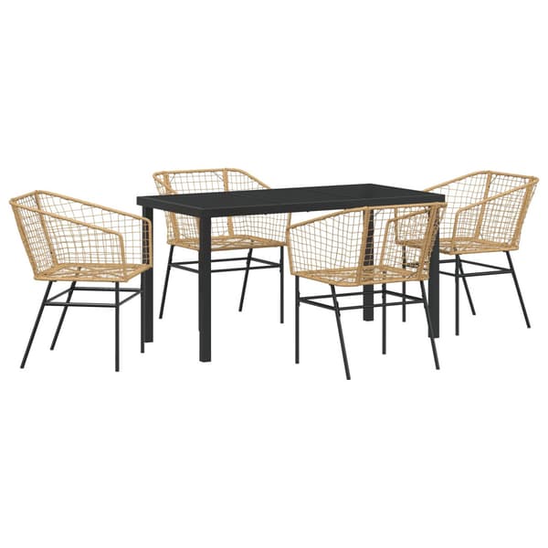 Trädgårdsmöbelset 5 pcs Brun konstrotting